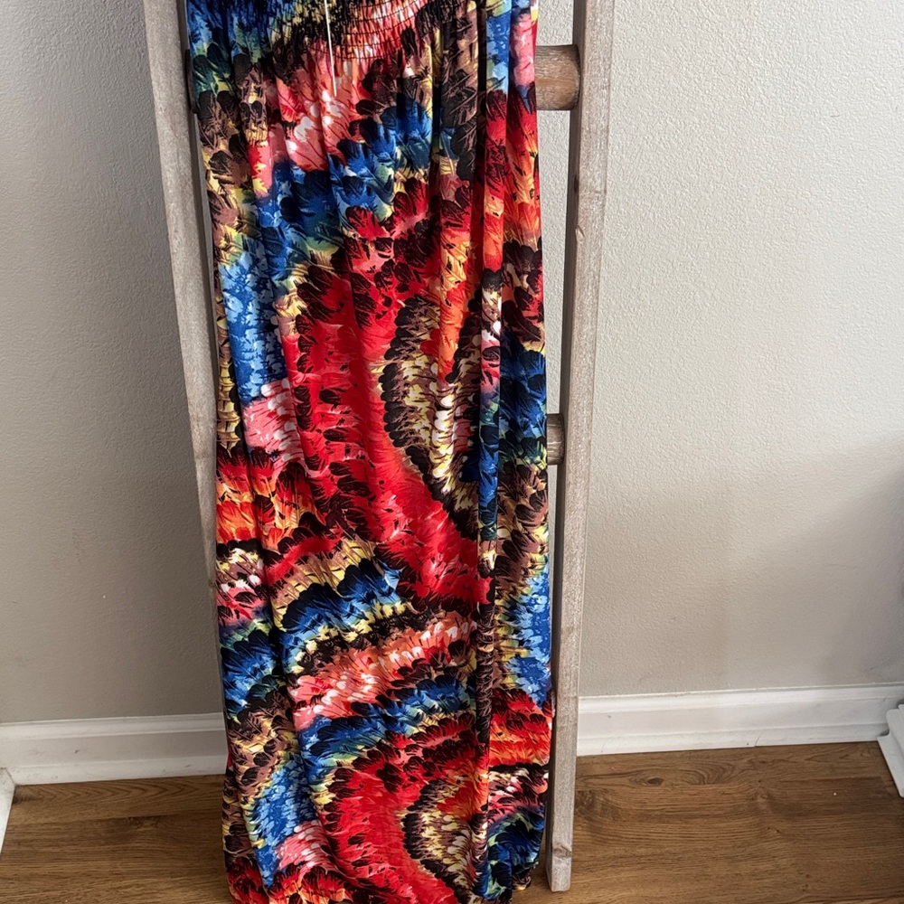646 Main Colorful Halter Pull Over Maxi Dress Size L/XL - Picture 6 of 8